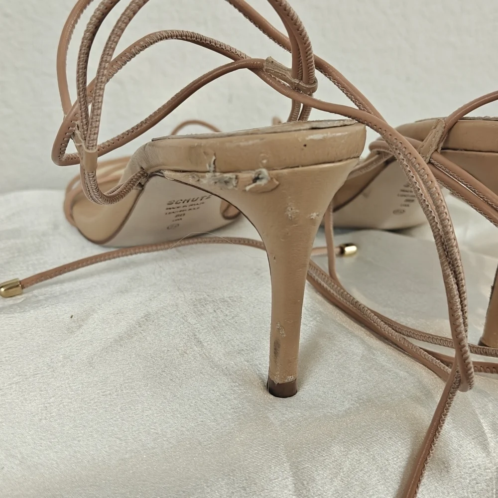 Schutz Women's Sianna Square Toe High Heel Sandals In Tan Size 8B